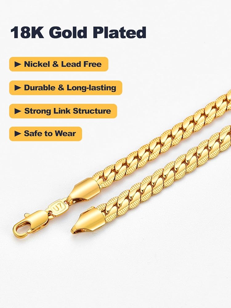 Amazon.co.jp: U7 18Kゴールドメッキネックレス 「18K」刻印付き